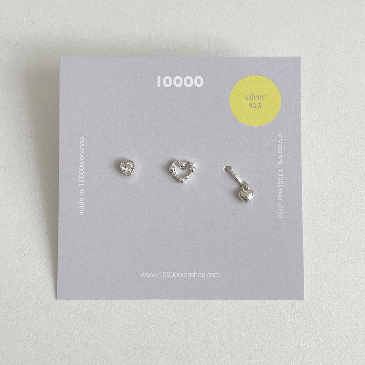 [925 Silver]ハートラインピアッシング[3セット] Piercing 10000won 
