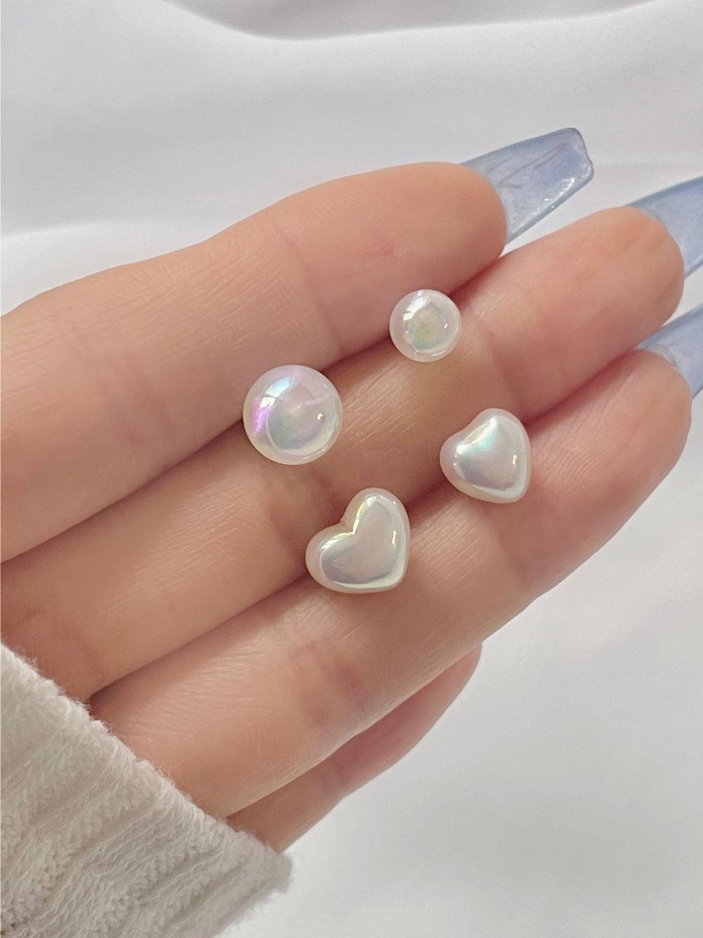 [925 Silver]ホログラム真珠ピアス Earrings bling moon 