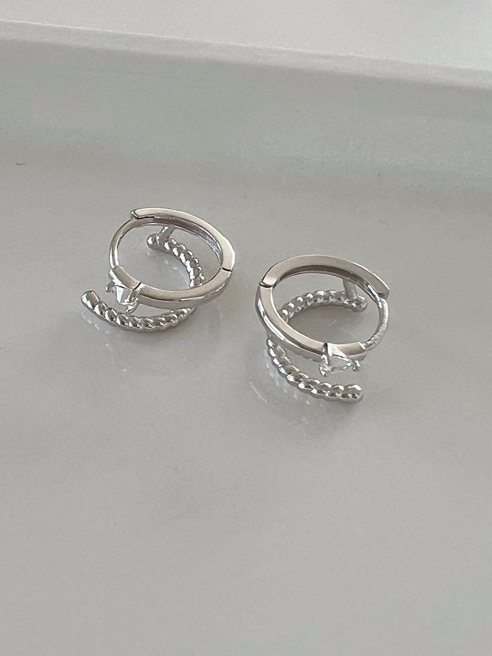 [925 Silver]フェイク ダブリング ワンタッチピアス Earrings The Klang 