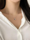 [925 Silver]イニシャル ハート キュービックネックレス / オーダーメイド necklace bling moon 