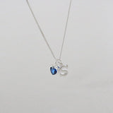 [925 Silver]イニシャル ハート キュービックネックレス / オーダーメイド necklace bling moon 