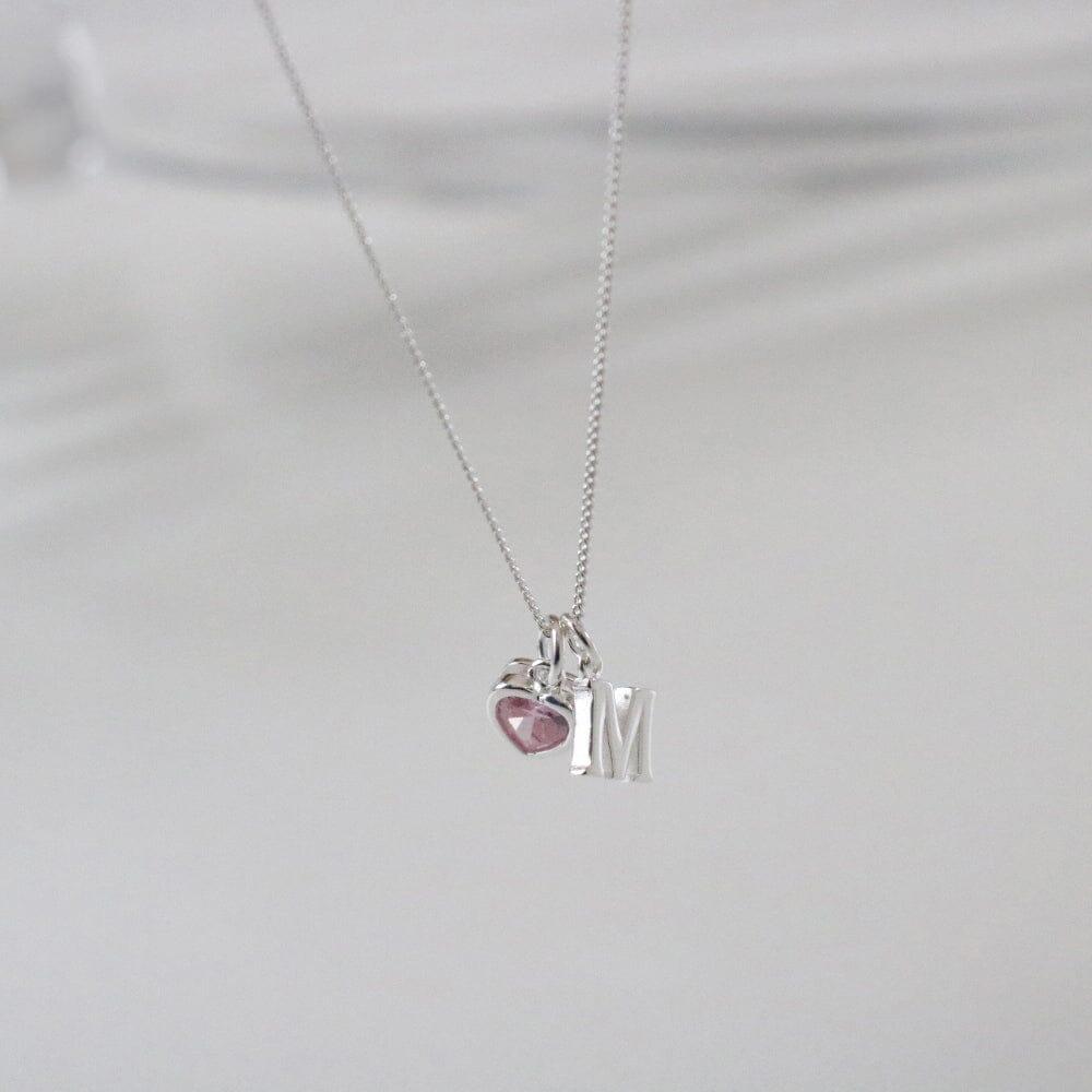 [925 Silver]イニシャル ハート キュービックネックレス / オーダーメイド necklace bling moon 