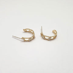 [925 Silver]結びハーフリングピアス Earrings Lime G 
