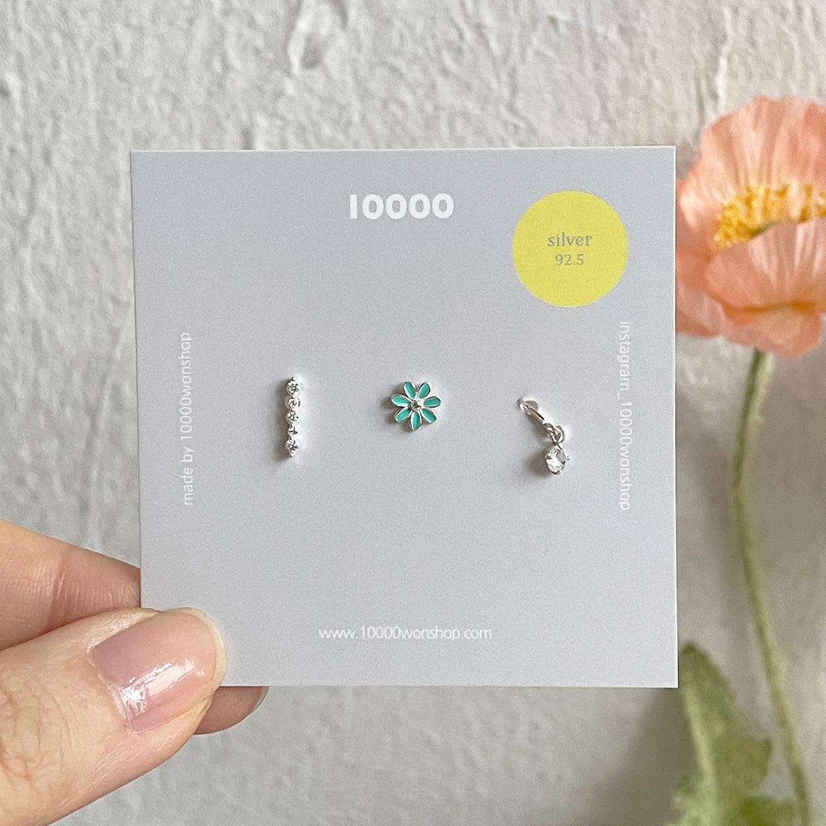 [925 Silver]カラー花ミントピアッシング[3セット] Piercing 10000won 