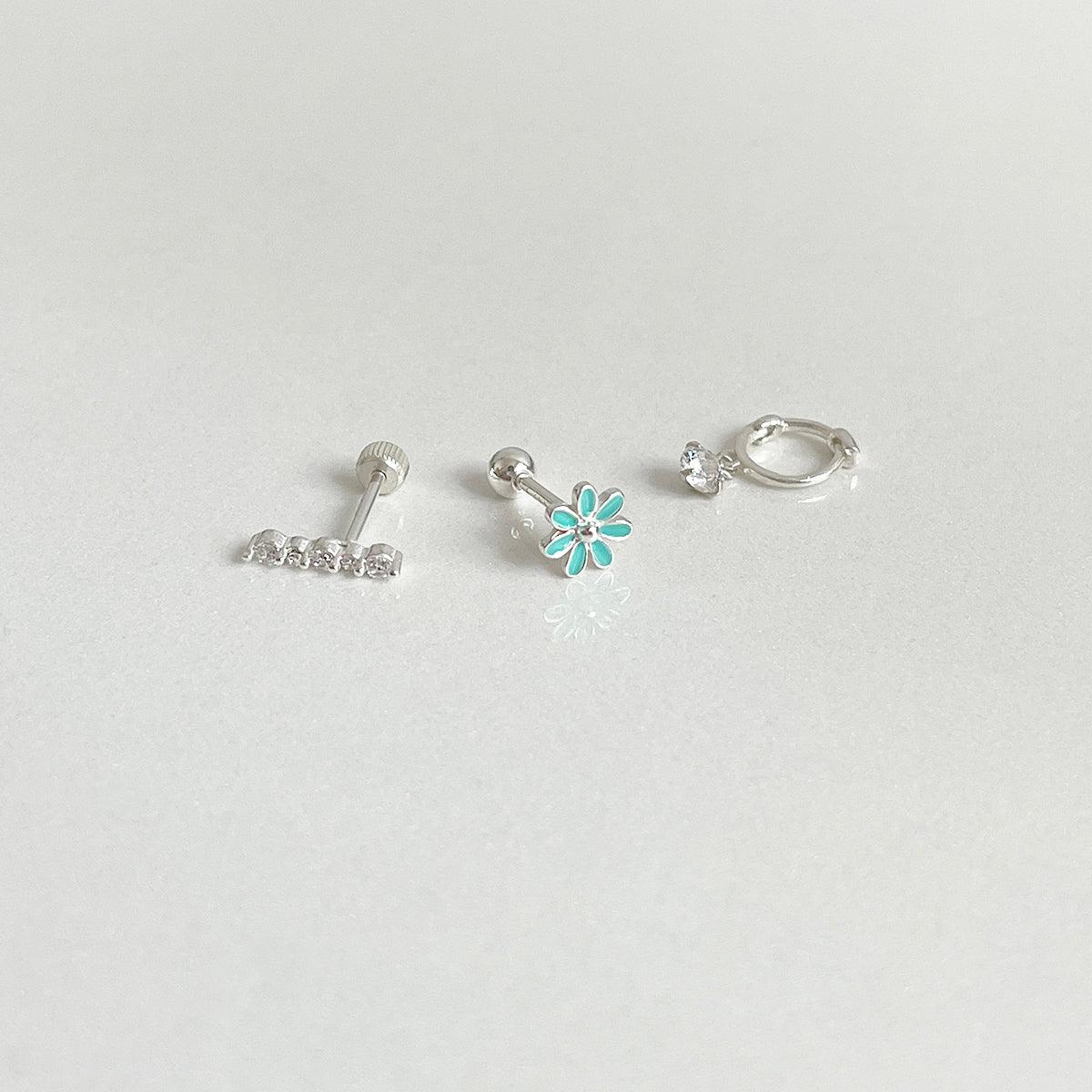 [925 Silver]カラー花ミントピアッシング[3セット] Piercing 10000won 
