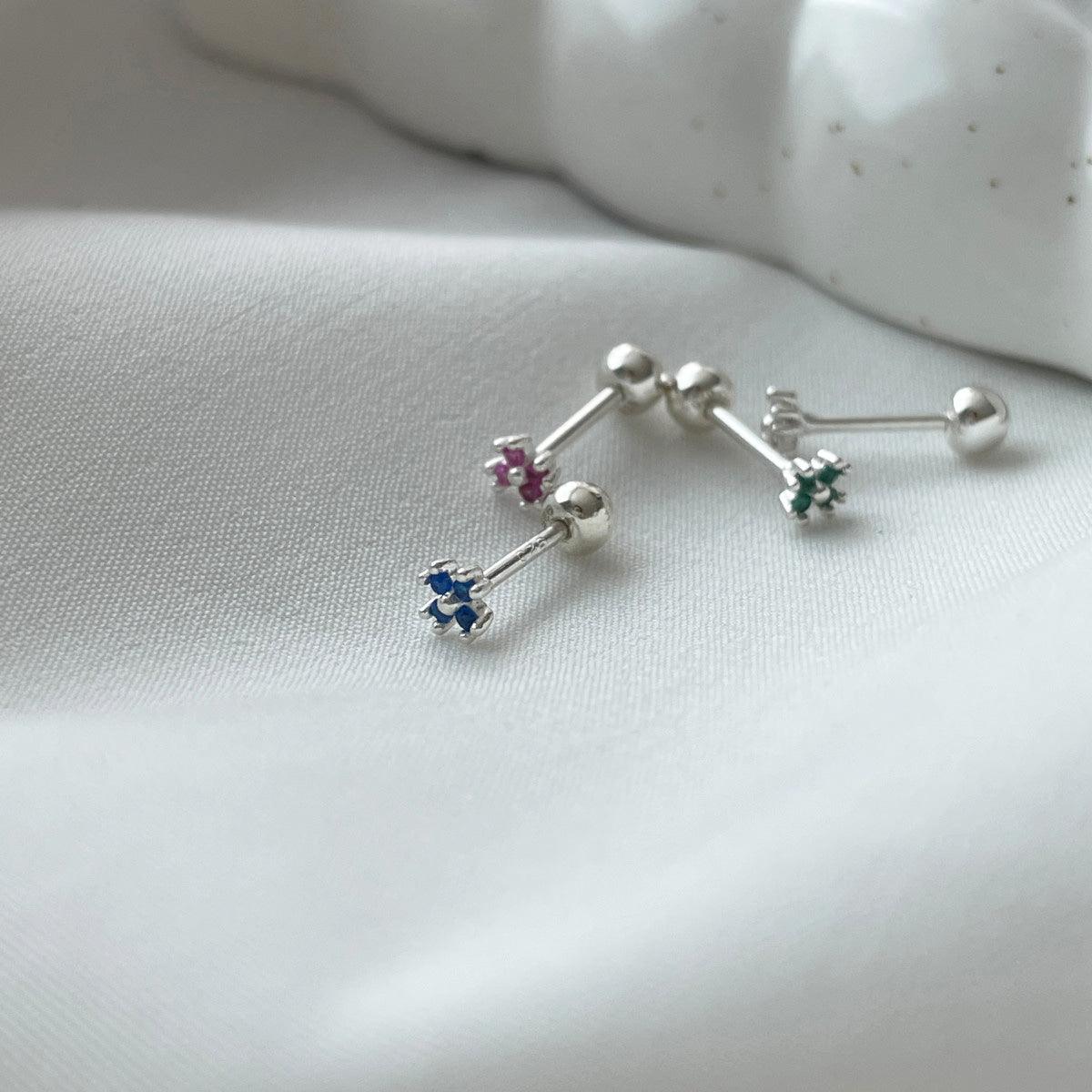 [925 Silver]カラー四つ葉ピアス Earrings 10000won 