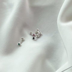 [925 Silver]カラー丸キュービックピアス Earrings 10000won 