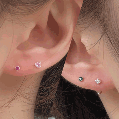 [925 Silver]カラー丸キュービックピアス Earrings 10000won 