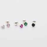 [925 Silver]カラー丸キュービックピアス Earrings 10000won 