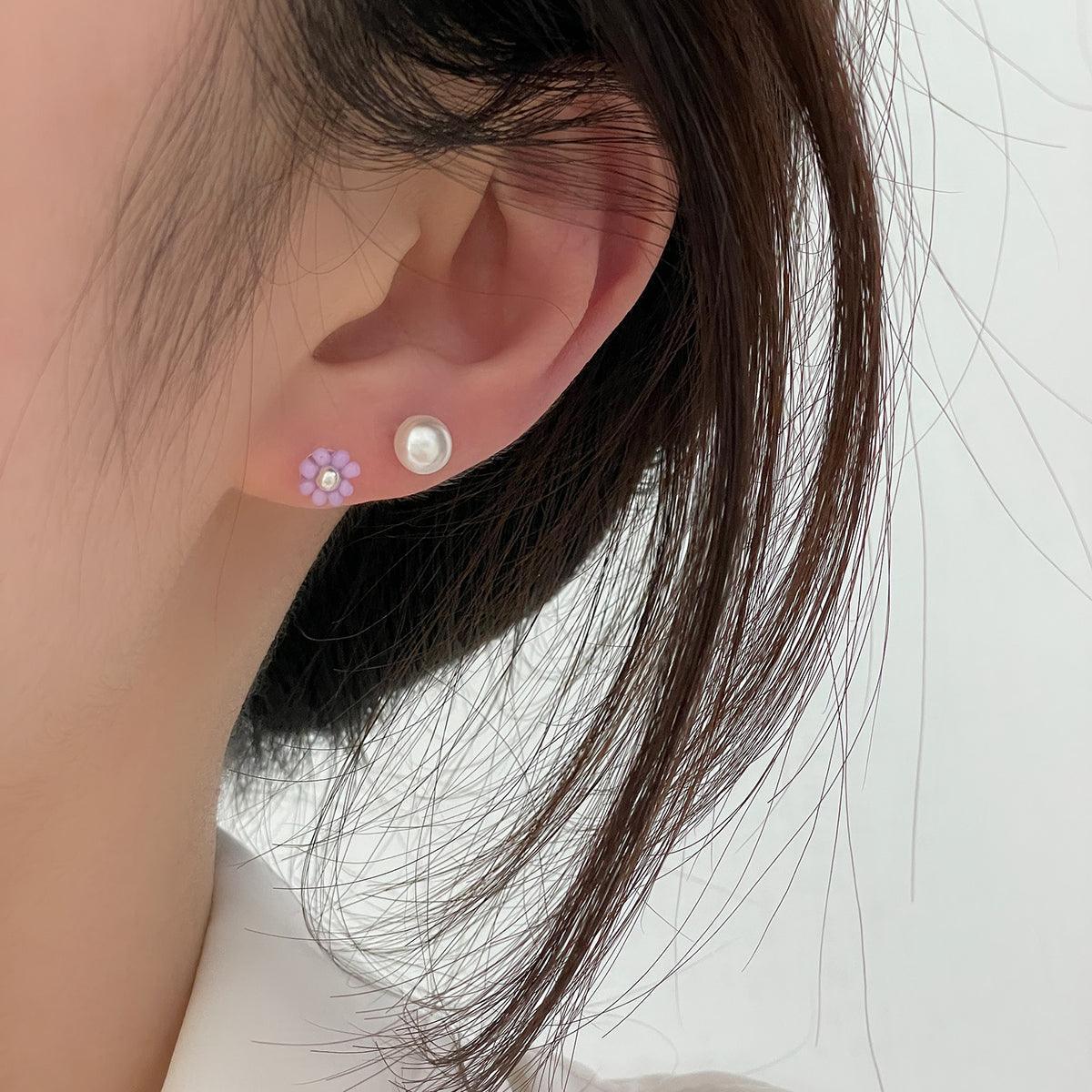 [925 Silver]カラー玉の花ピアス Earrings 10000won 