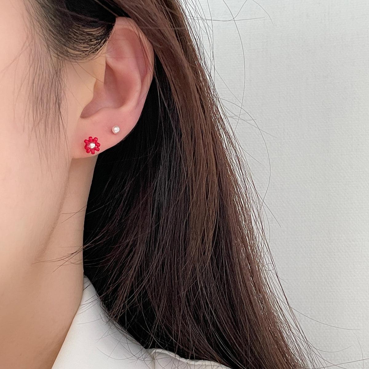 [925 Silver]カラー玉の花ピアス Earrings 10000won 