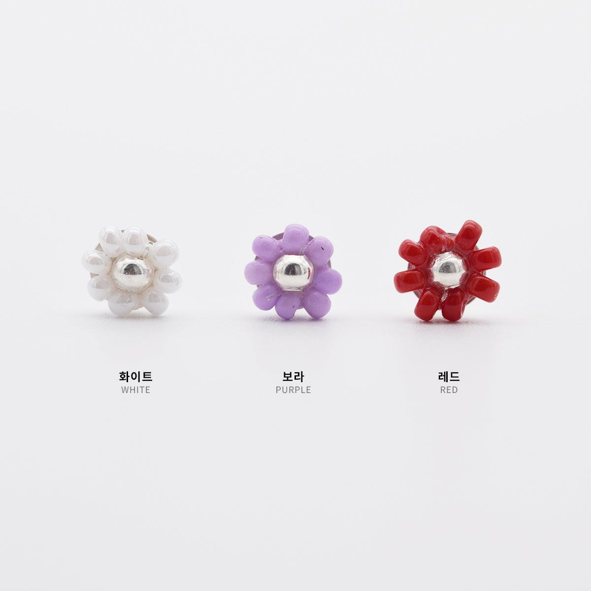 [925 Silver]カラー玉の花ピアス Earrings 10000won 