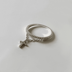 [925 Silver]キュービック クロス チェーン リング ring younglong-seoul 