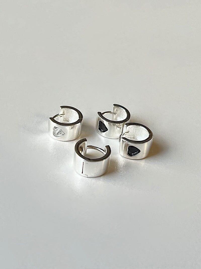 [925 Silver]キュービック・ハート・ワイド・ワンタッチリング・ピアス Earrings younglong-seoul 