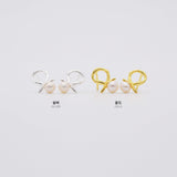 [925 Silver]ク淡水パールリボンピアス Earrings 10000won 