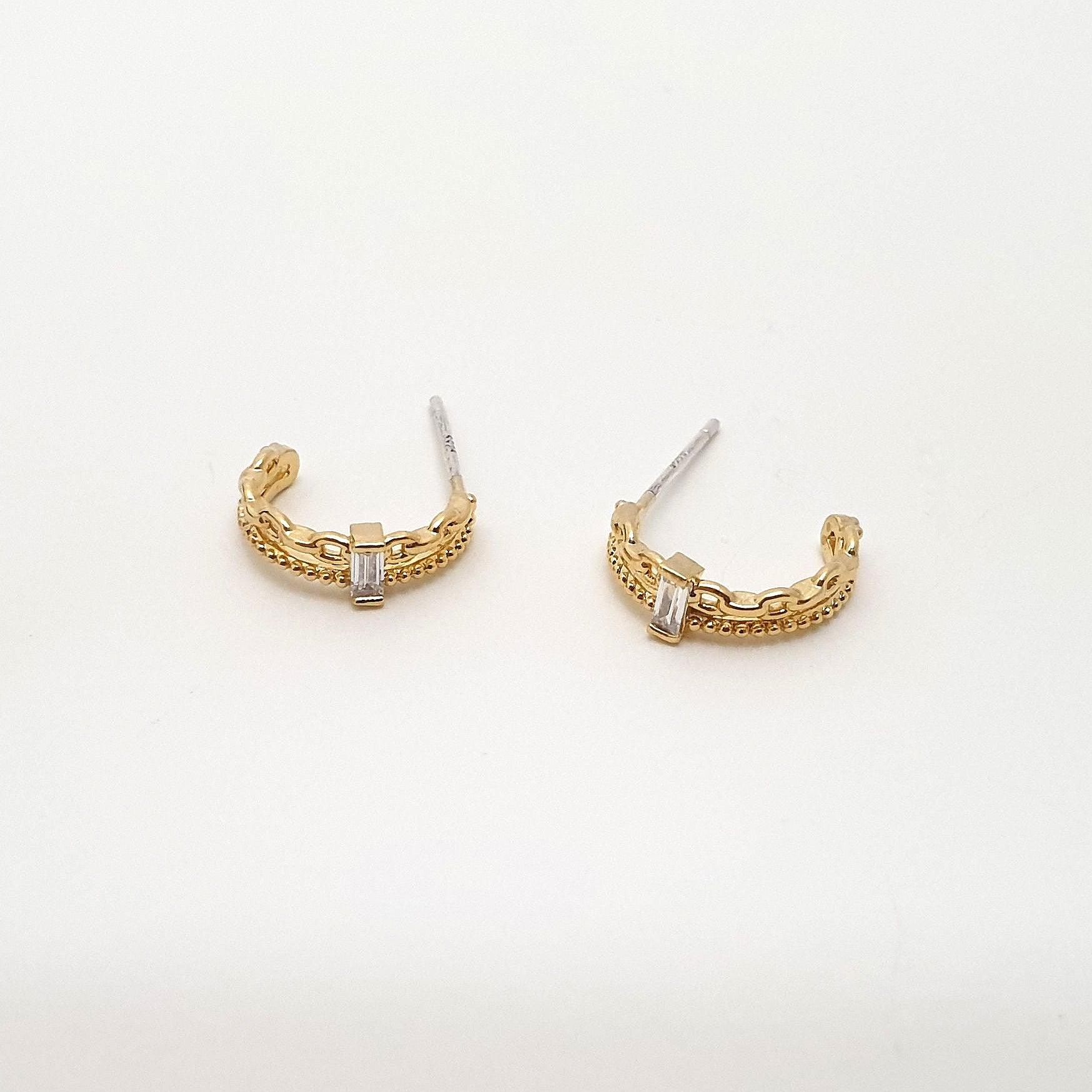 [925 Silver]クラウンリングピアス Earrings Lime G 