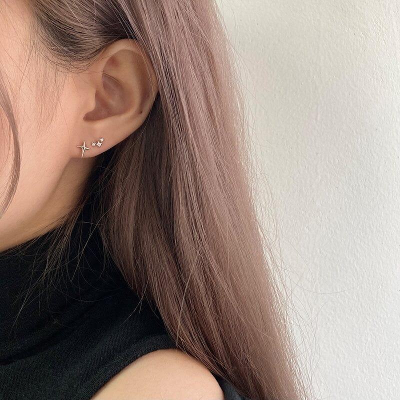 [925 Silver]クロス プラッシュ ピアス Earrings younglong-seoul 