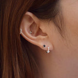 [925 Silver]両キュービックリングピアス Earrings 10000won 