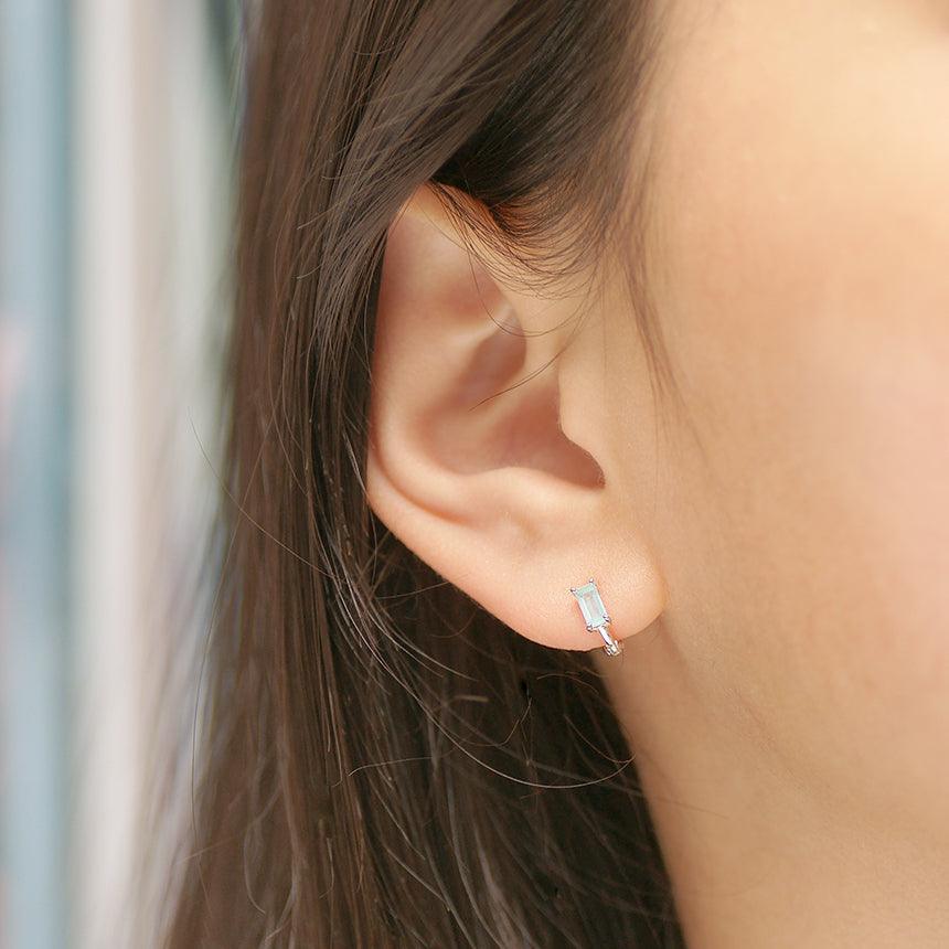 [925 Silver]ミント·キュービックリングピアス Earrings SET ME UP♡ 