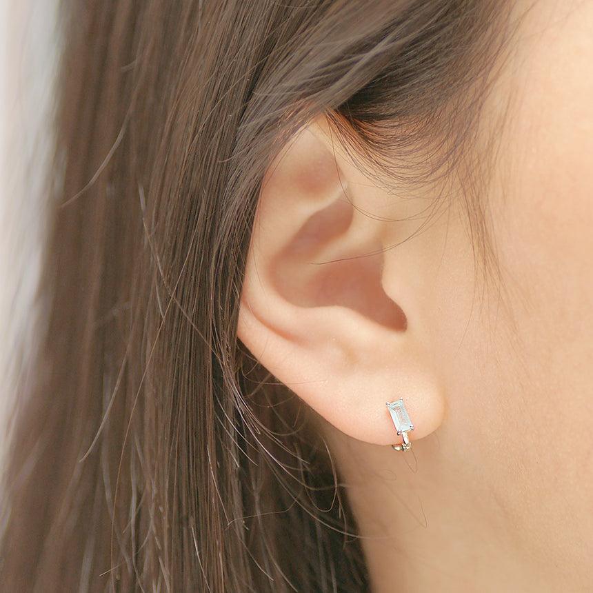 [925 Silver]ミント·キュービックリングピアス Earrings SET ME UP♡ 