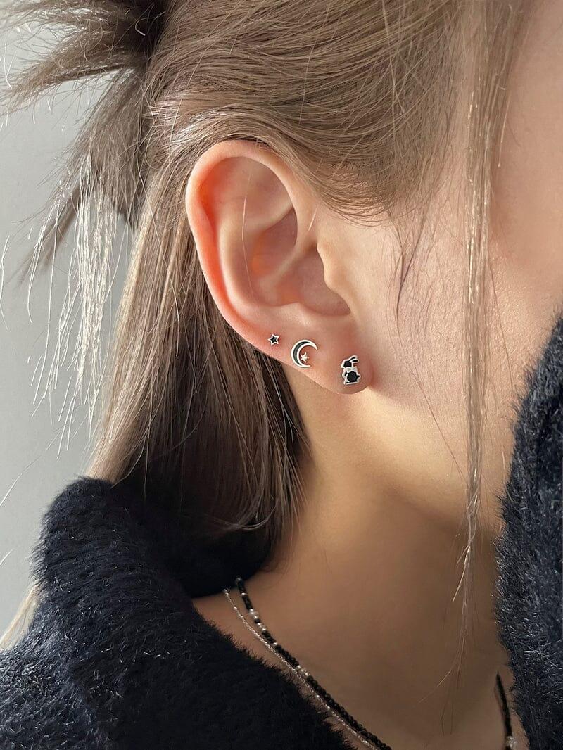 [925 Silver]Moon and Rabbitピアス Piercing younglong-seoul 