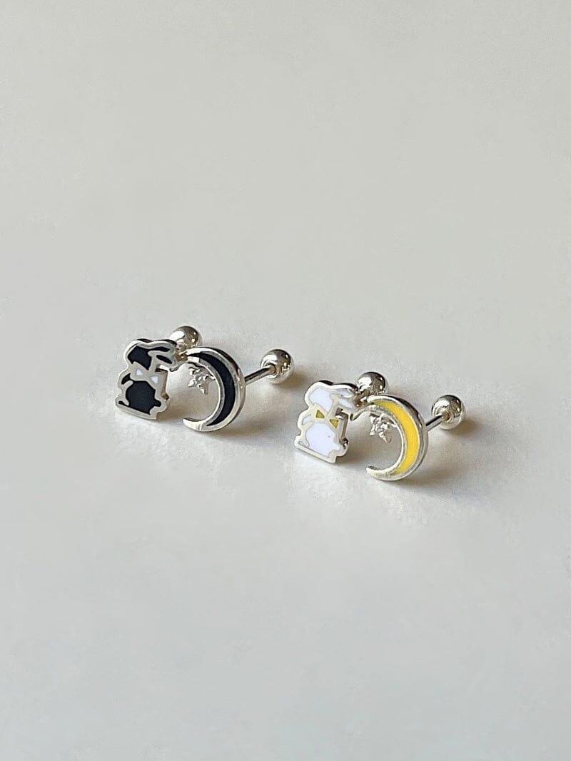 [925 Silver]Moon and Rabbitピアス Piercing younglong-seoul 