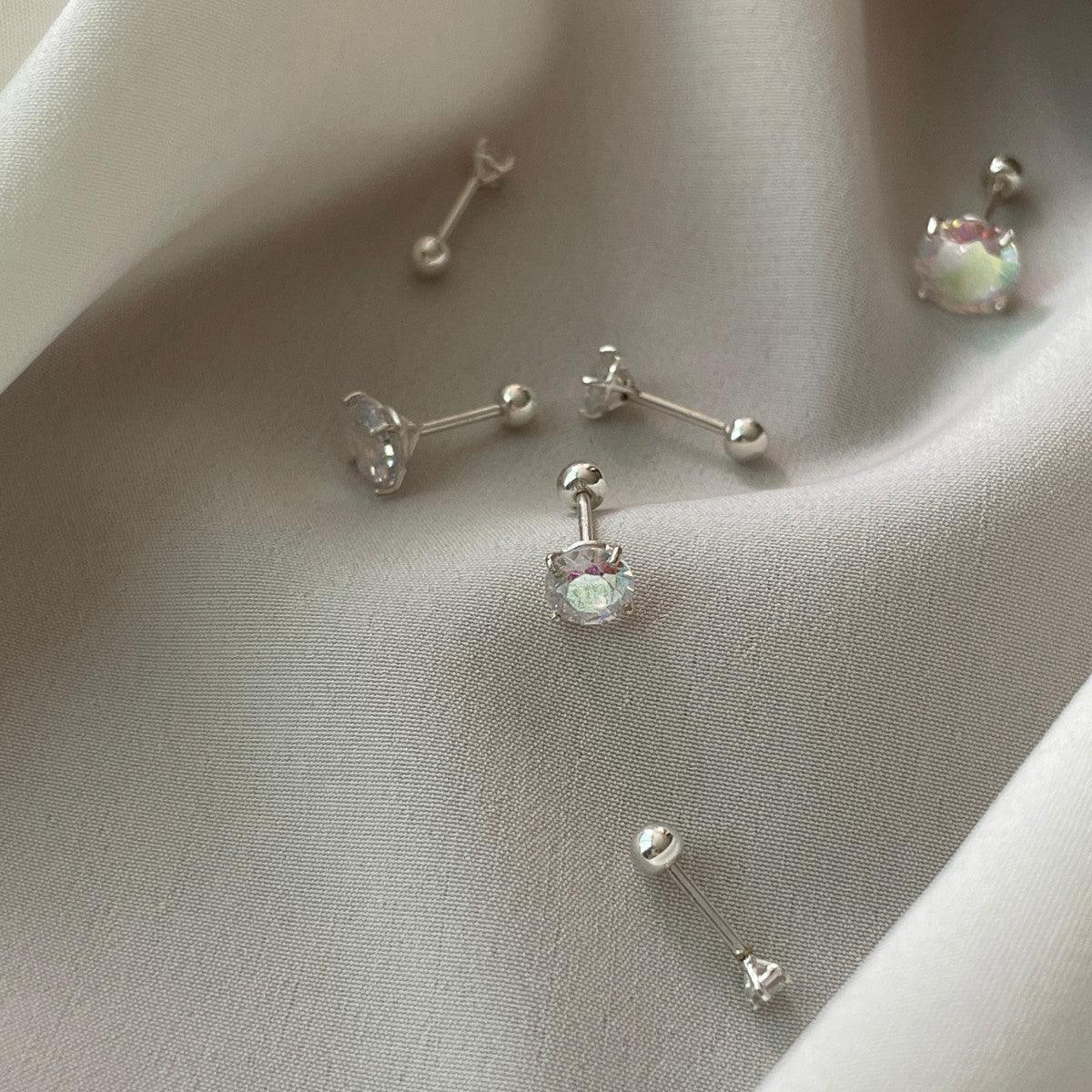 [925 Silver]オーロラキュービックピアス Earrings 10000won 