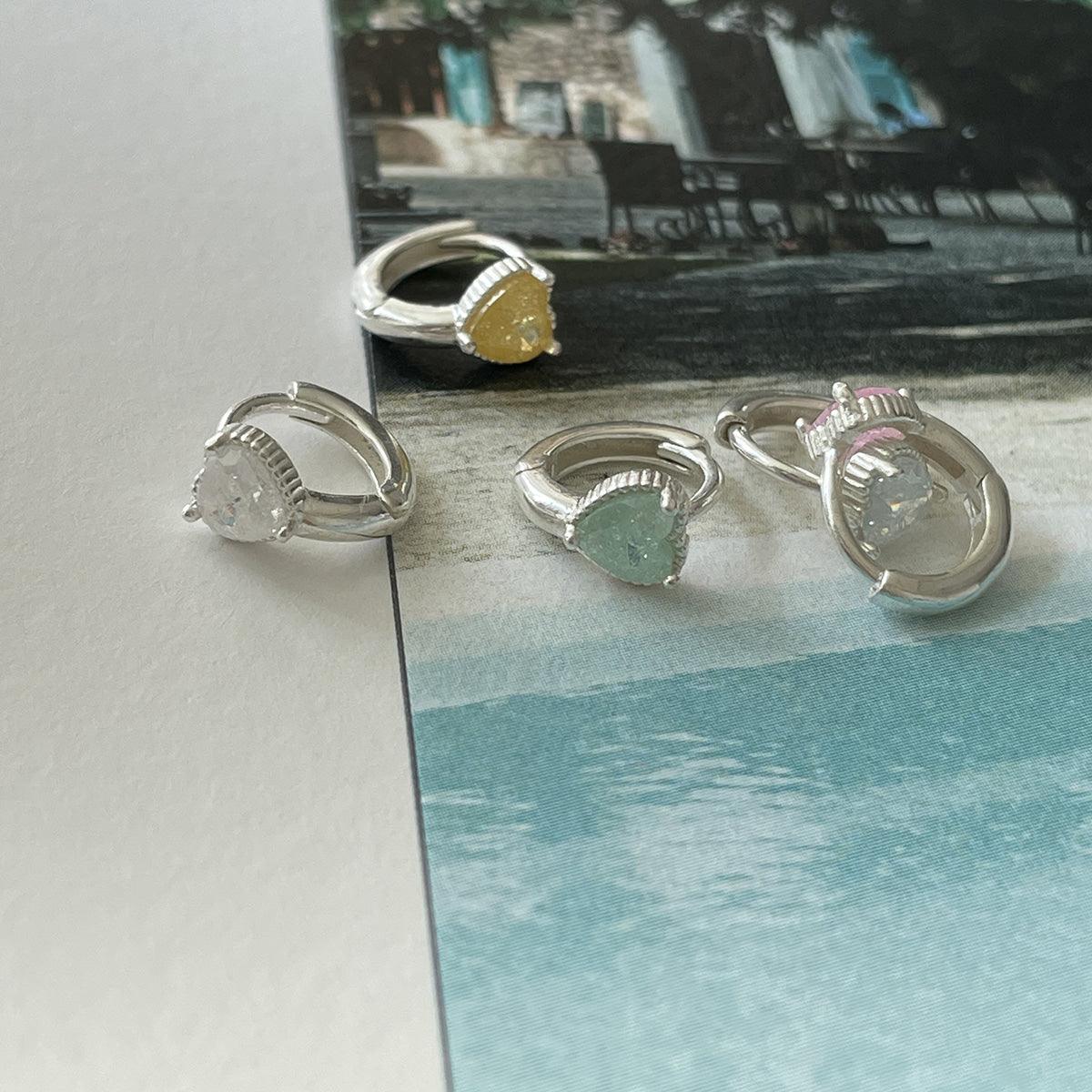 [925 Silver]パールハートリングピアス Earrings 10000won 