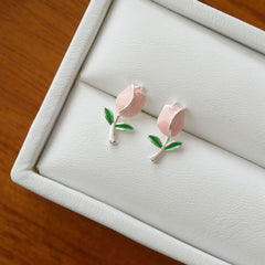 [925 Silver]ピンクチューリップ一輪ピアス Earrings 10000won 