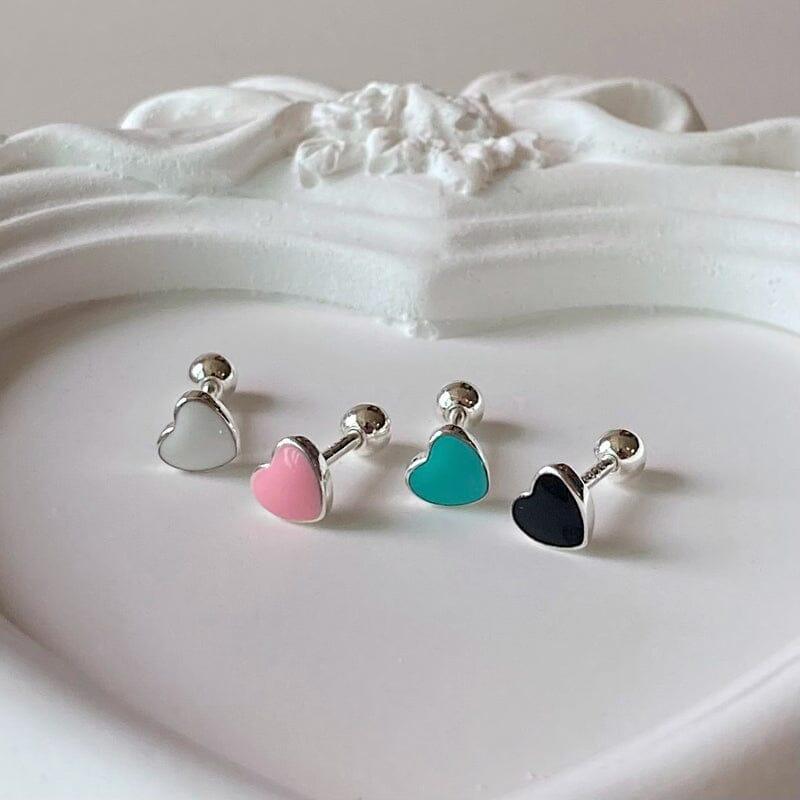 [925 Silver]ポップ カラー ハートピアス (4Color) Earrings younglong-seoul 