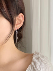 [925 Silver]ライン フライング ドロップ ピアス Earrings bling moon 