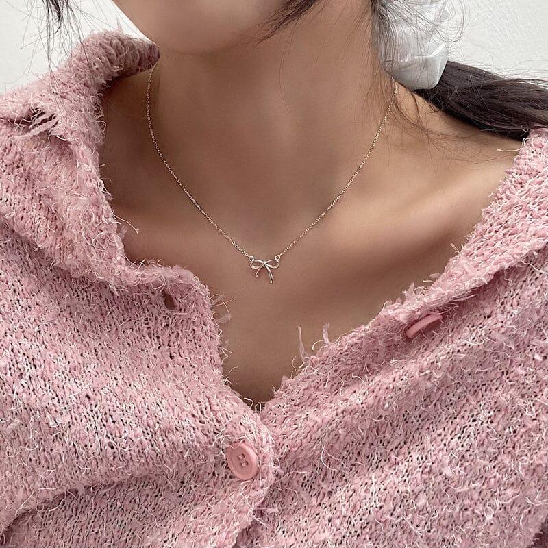 [925 Silver]ライン リボン ネックレス necklace younglong-seoul 