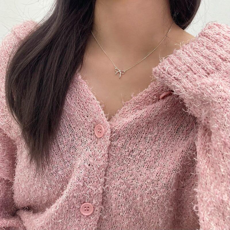 [925 Silver]ライン リボン ネックレス necklace younglong-seoul 