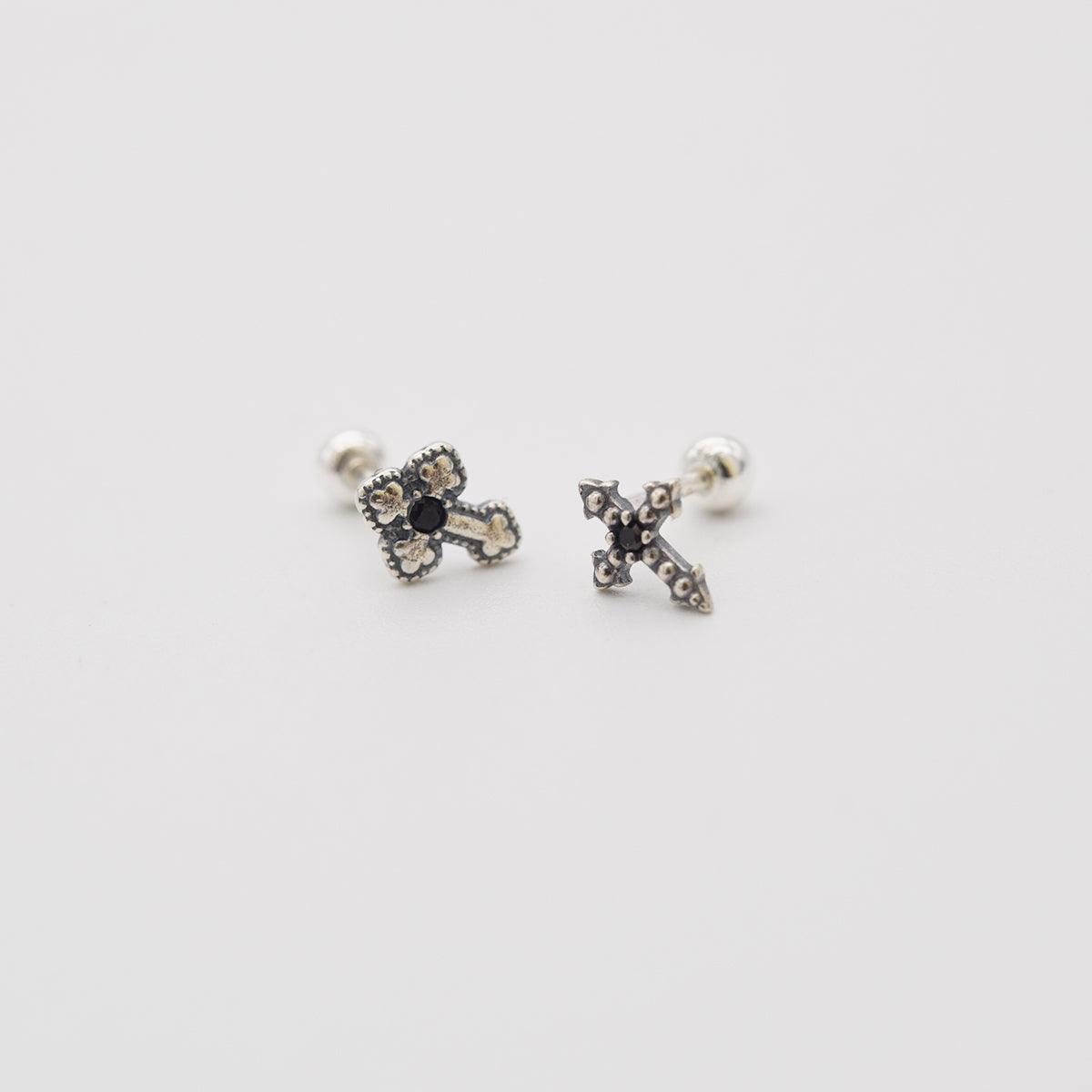 [925 Silver]ラックキュービック十字架ピアス Piercing 10000won 