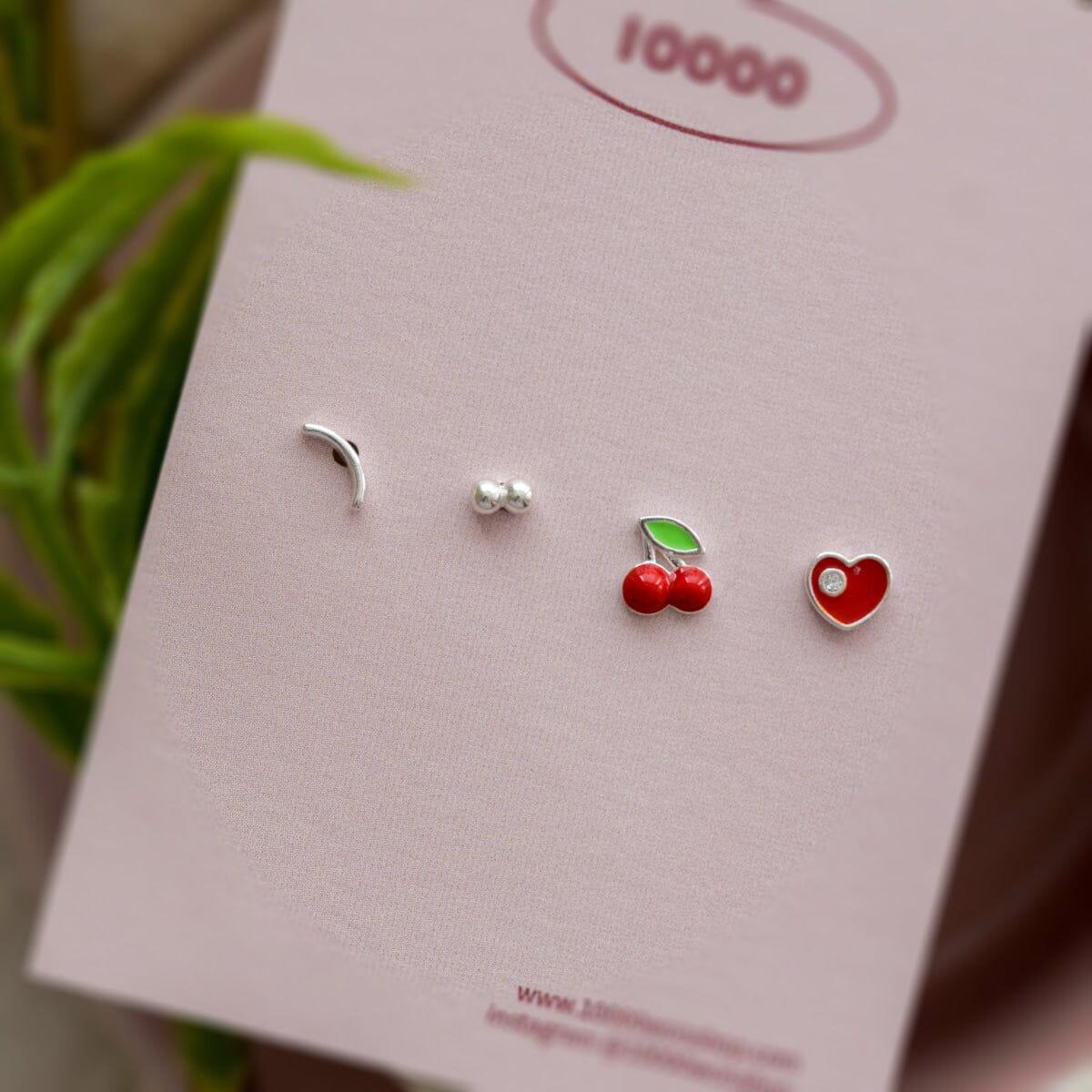 [925 Silver]レッドベリーピアス[4セット] Piercing 10000won 