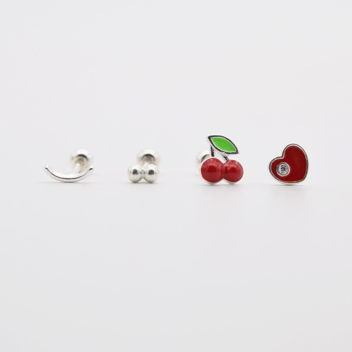 [925 Silver]レッドベリーピアス[4セット] Piercing 10000won 