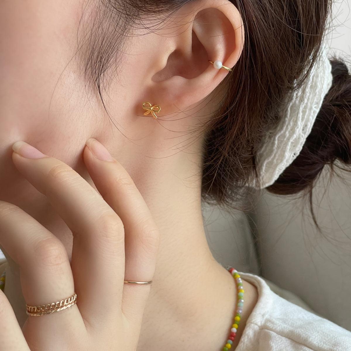 [925 Silver]リボン結びピアス Earrings 10000won 