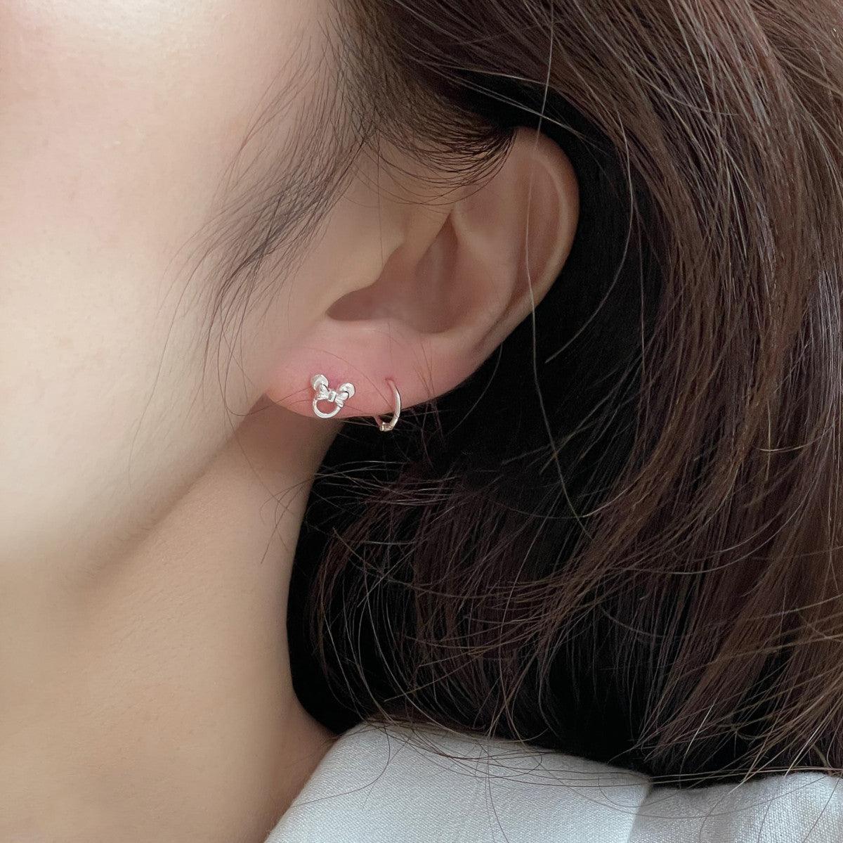 [925 Silver]リボンクマさんピアス Earrings 10000won 