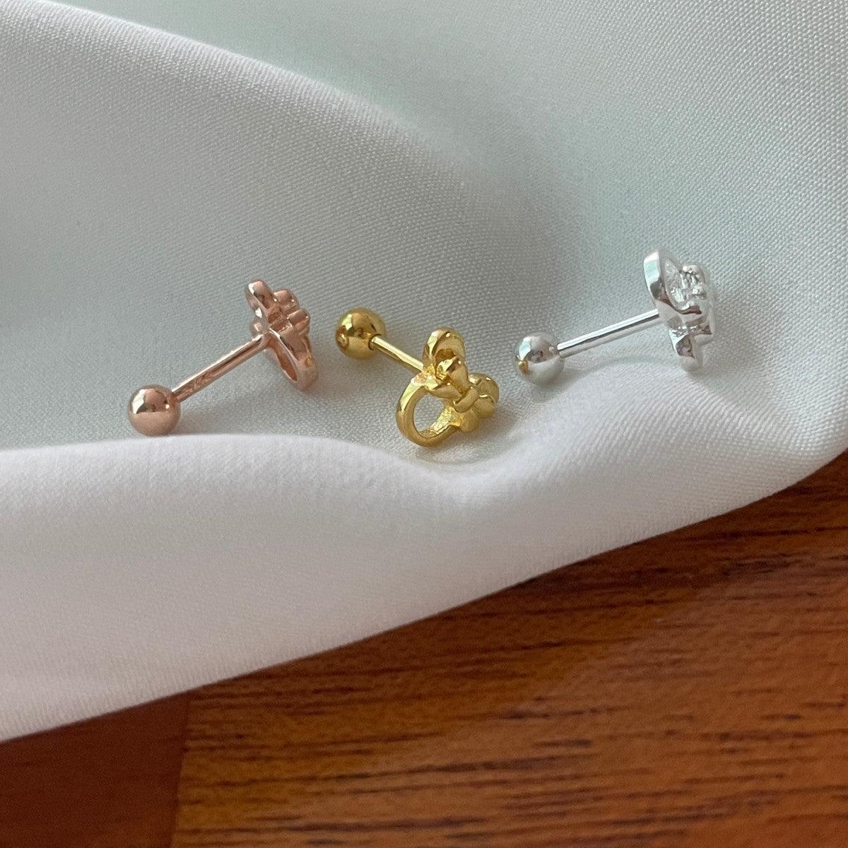 [925 Silver]リボンクマさんピアス Earrings 10000won 