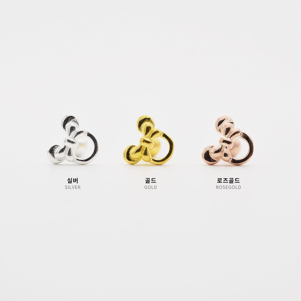 [925 Silver]リボンクマさんピアス Earrings 10000won 