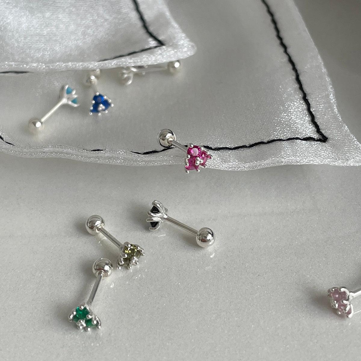 [925 Silver]三葉カラー花ピアス Piercing 10000won 