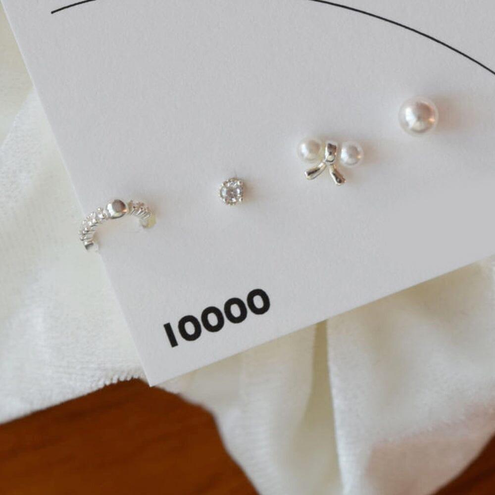 [925 Silver]セレブ真珠ピアス[4セット] Earrings 10000won 