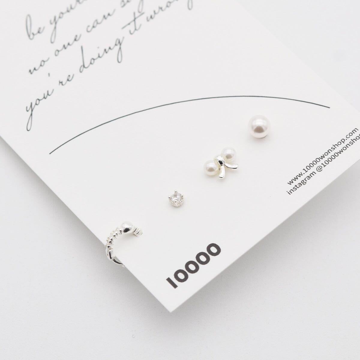 [925 Silver]セレブ真珠ピアス[4セット] Earrings 10000won 