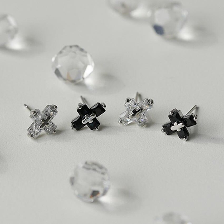 [925 Silver]十字キュービックピアス Earrings SET ME UP♡ 