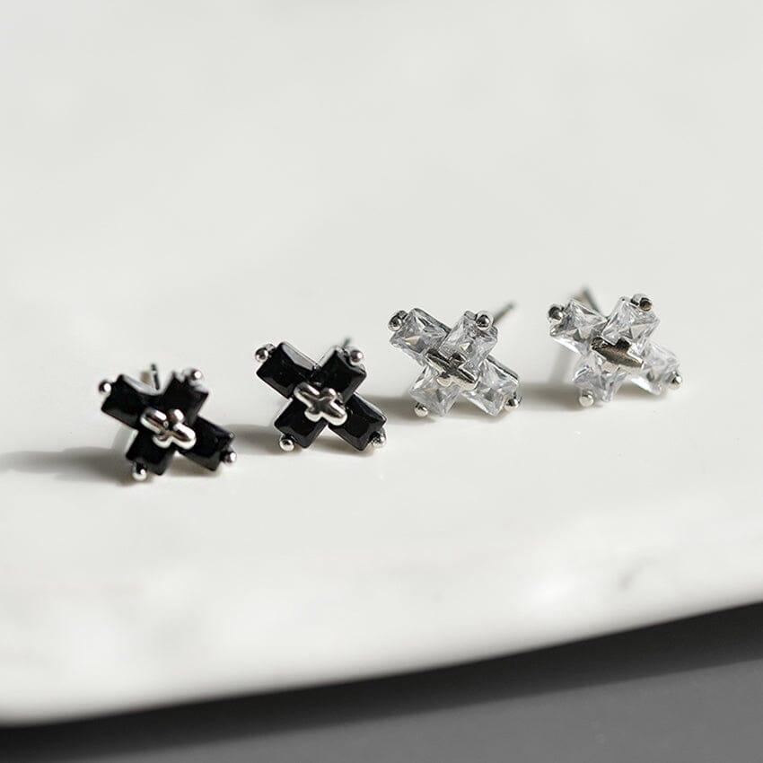 [925 Silver]十字キュービックピアス Earrings SET ME UP♡ 