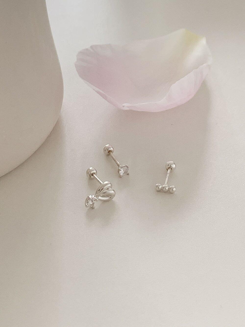 [925 Silver]シュシュハートピアス(3set) Earrings The Klang 
