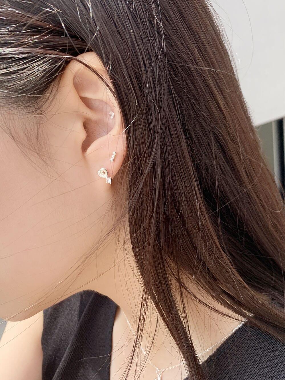[925 Silver]シュシュハートピアス(3set) Earrings The Klang 