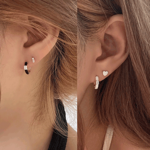 [925 Silver]スクエア キュービック カラー リングピアス Earrings younglong-seoul 