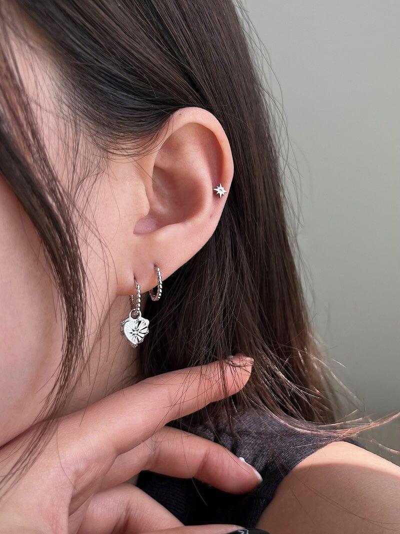 [925 Silver]スパークル ハート ツーウェイ リングピアス Earrings younglong-seoul 