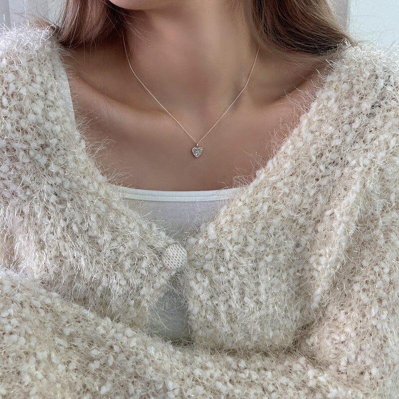 [925 Silver]スパークル カービング ハート ネックレス necklace younglong-seoul 